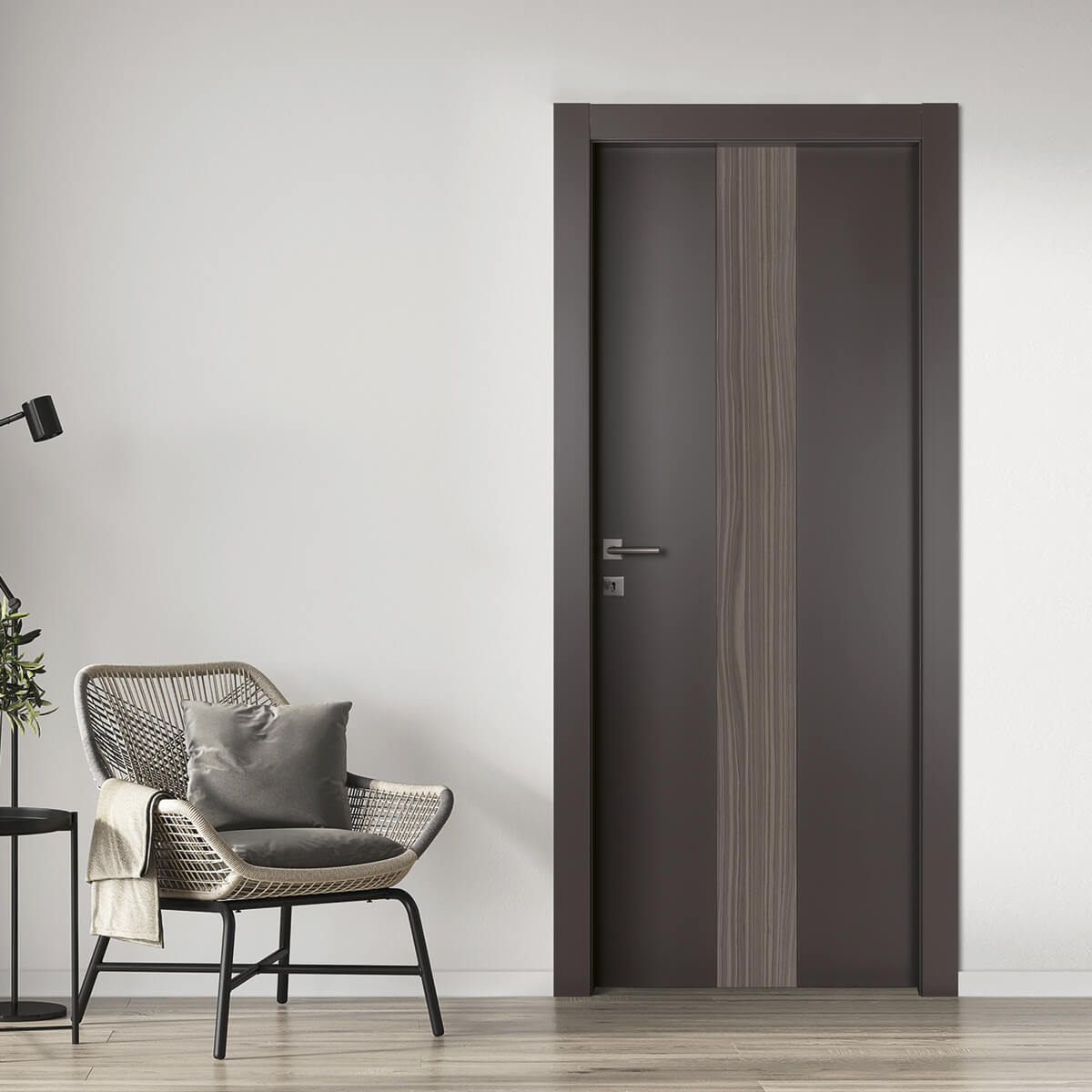 Porta laccata H Tino con inserto centrale Noce americano